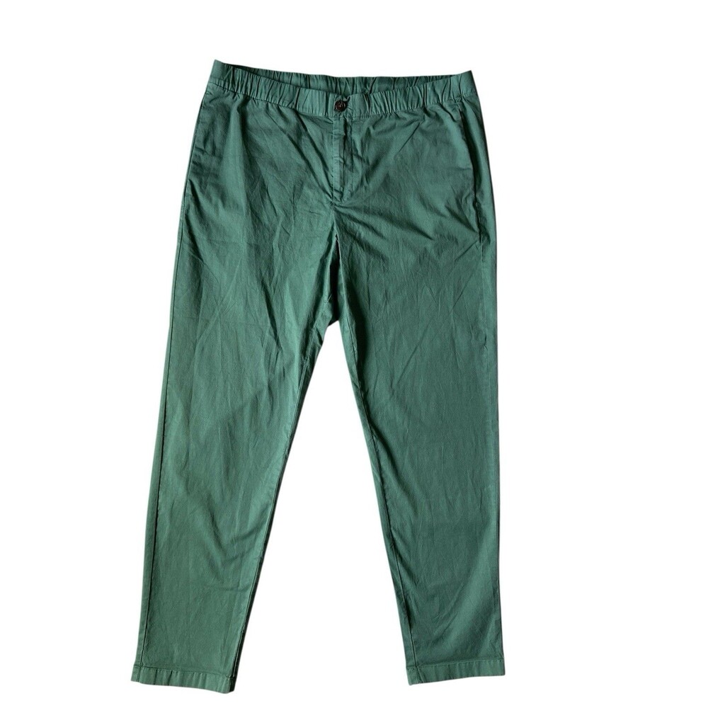 Bonobos Mens Off Duty Pants Size XL Long Green Flat Front Drawstring Taper Chino